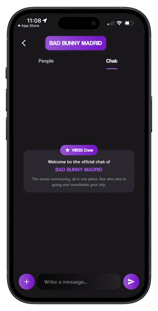 VIB3S app — event community chat to discuss who you're going with, ticket exchange, accommodation and more