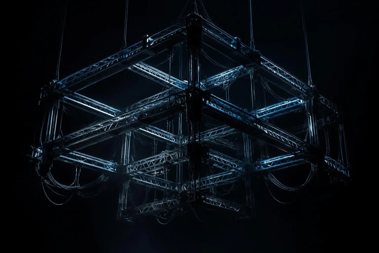 Truss structure lit in cold blue (official CONTREBIA image)